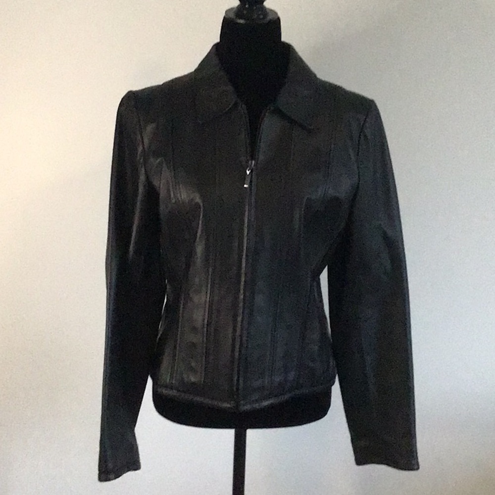 Moda International Black Leather Jacket